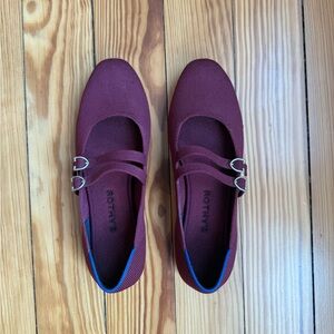 Rothy's Double Strap Burgundy Flats